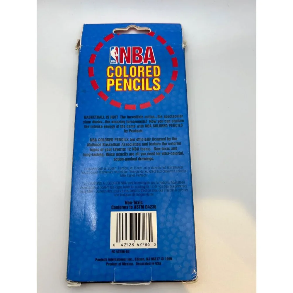 VTG Pentech NBA Colored Pencils‎ 12 CT Open Box 1996 Basketball Arts & Crafts